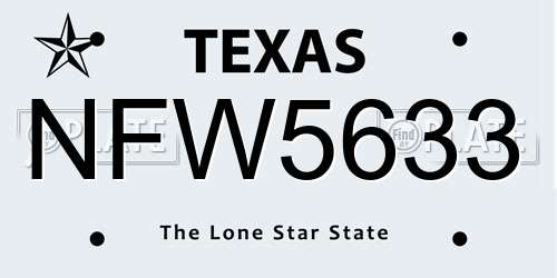 NFW5633 Texas License Plate