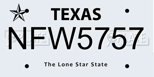 NFW5757 Texas License Plate
