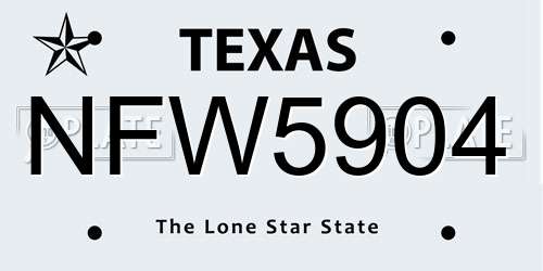 NFW5904 Texas License Plate
