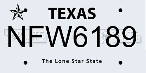 NFW6189 Texas License Plate