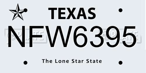 NFW6395 Texas License Plate
