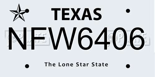 NFW6406 Texas License Plate