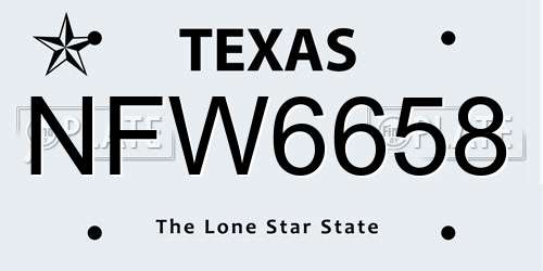 NFW6658 Texas License Plate