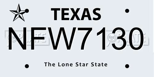 NFW7130 Texas License Plate