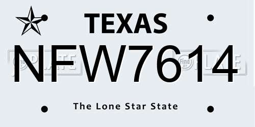 NFW7614 Texas License Plate