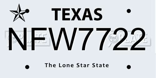 NFW7722 Texas License Plate