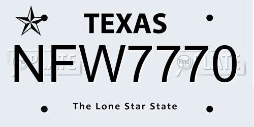 NFW7770 Texas License Plate
