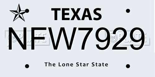 NFW7929 Texas License Plate