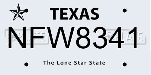 NFW8341 Texas License Plate