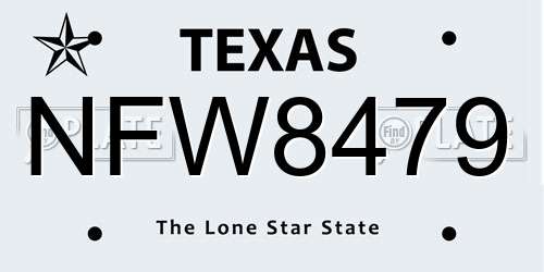 NFW8479 Texas License Plate