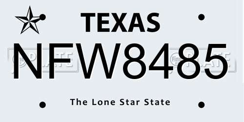 NFW8485 Texas License Plate