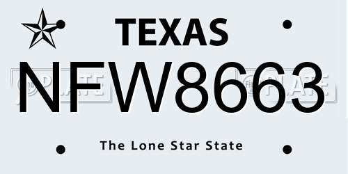 NFW8663 Texas License Plate