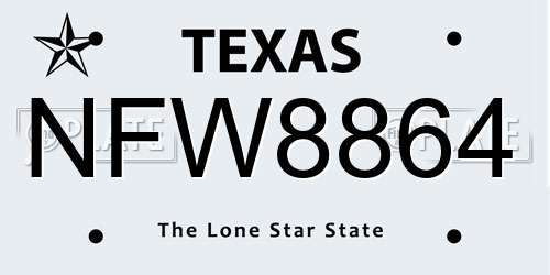 NFW8864 Texas License Plate