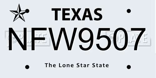 NFW9507 Texas License Plate
