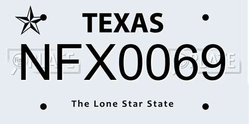 NFX0069 Texas License Plate
