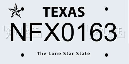 NFX0163 Texas License Plate