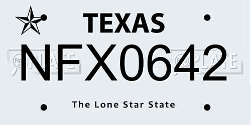 NFX0642 Texas License Plate