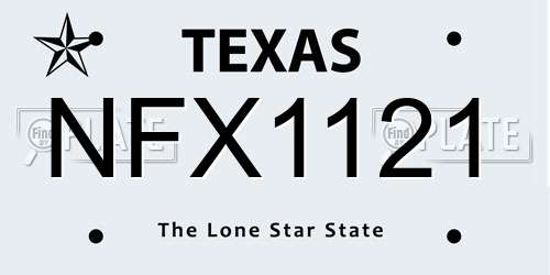 NFX1121 Texas License Plate