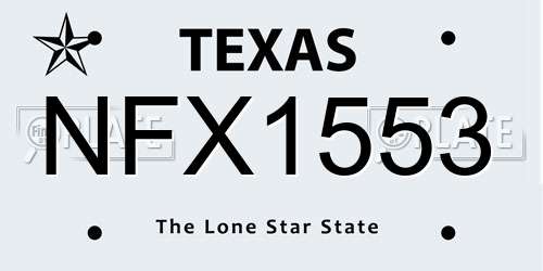 NFX1553 Texas License Plate