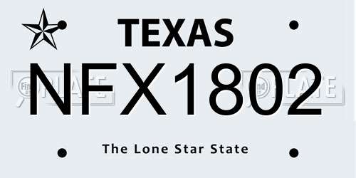 NFX1802 Texas License Plate