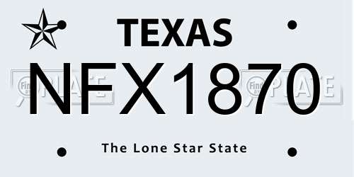 NFX1870 Texas License Plate