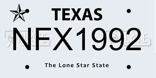 NFX1992 Texas License Plate