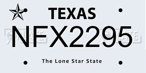 NFX2295 Texas License Plate