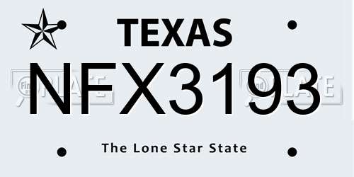 NFX3193 Texas License Plate
