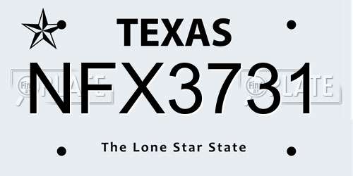 NFX3731 Texas License Plate