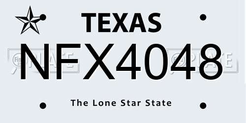 NFX4048 Texas License Plate