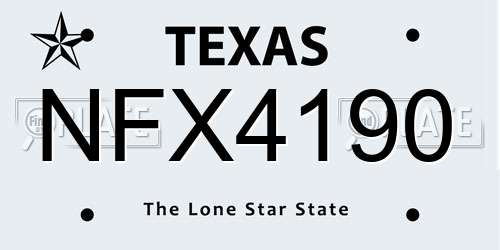 NFX4190 Texas License Plate