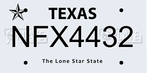 NFX4432 Texas License Plate