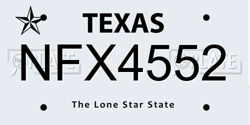 NFX4552 Texas License Plate