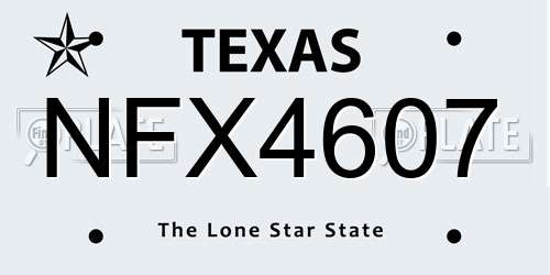 NFX4607 Texas License Plate
