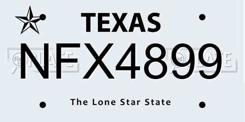 NFX4899 Texas License Plate