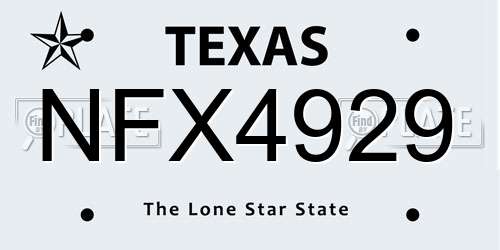 NFX4929 Texas License Plate