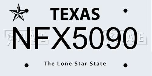 NFX5090 Texas License Plate
