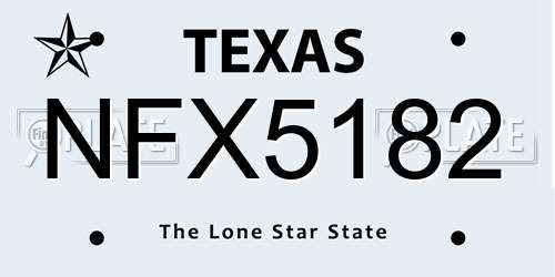 NFX5182 Texas License Plate