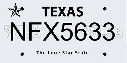 NFX5633 Texas License Plate