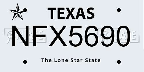 NFX5690 Texas License Plate