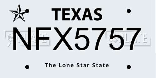 NFX5757 Texas License Plate