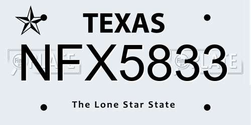 NFX5833 Texas License Plate
