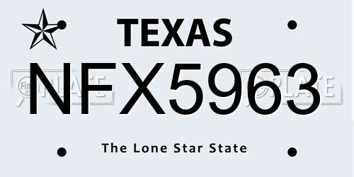 NFX5963 Texas License Plate
