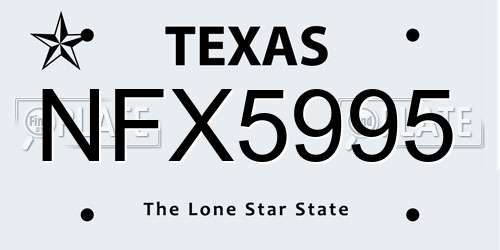 NFX5995 Texas License Plate