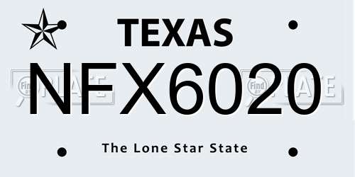 NFX6020 Texas License Plate