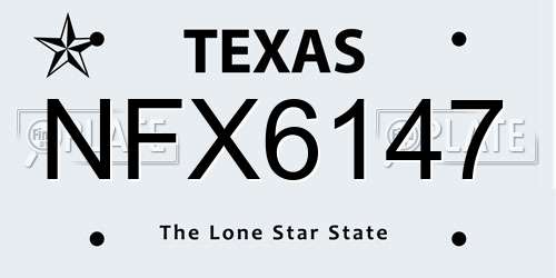 NFX6147 Texas License Plate