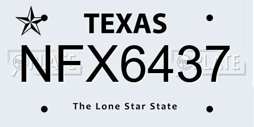 NFX6437 Texas License Plate