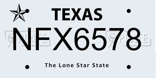 NFX6578 Texas License Plate