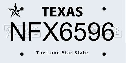 NFX6596 Texas License Plate