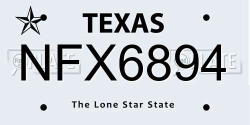 NFX6894 Texas License Plate